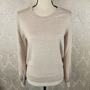 J Crew with Cashmere Size Small Cream Pullover Sweater Round Neck Long Sleeve